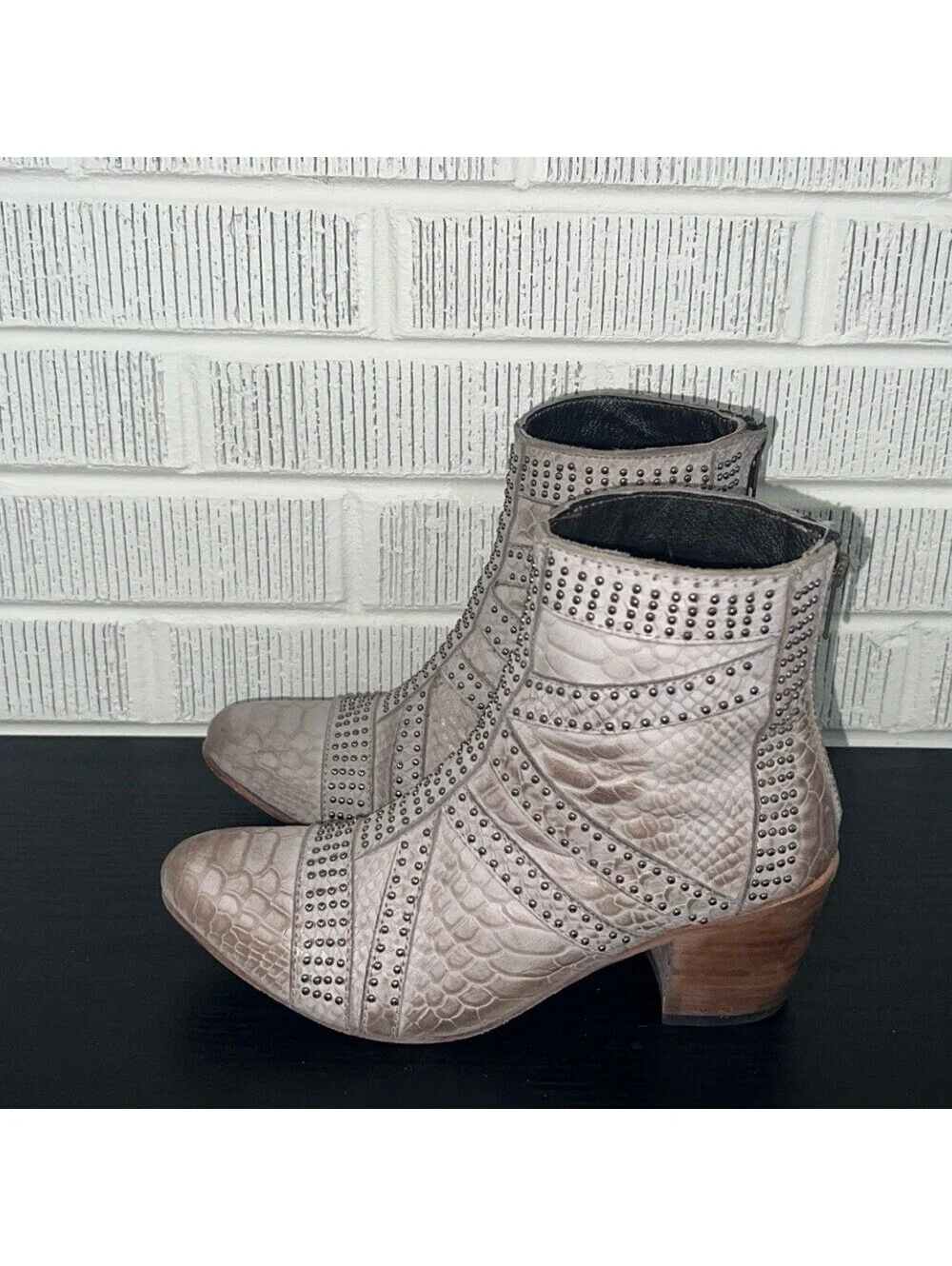 Freebird‎ by Steven Nelle Studded Cream Ankle Booties